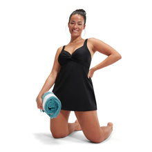 Load image into Gallery viewer, SPEEDO ASIA FIT WOMENS SHAPING CROSS KNOT SWIM DRESS
