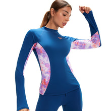 Load image into Gallery viewer, SPEEDO ASIA FIT WOMENS PRINTED LONG SLEEVE RASH TOP
