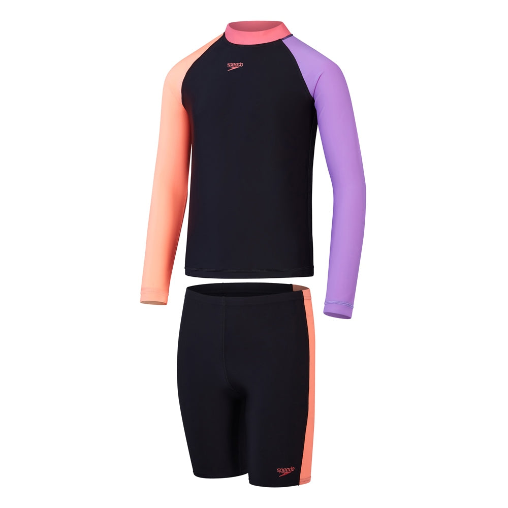 SPEEDO COLOURBLOCK RASH TOP & JAMMER SET - JUNIOR UNISEX