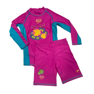 SPEEDO ESSENTIAL RASHGUARD LONG SLEEVES & JAMMER SET - TOTS GIRLS