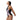 Woman in black and lilac Speedo Asia Fit colorblock one-piece swimsuit with front zip.