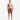 Man wearing SPEEDO YARN-DYED CHECK LEISURE 20" WATERSHORT, orange and navy plaid, flat front, drawstring waist.
