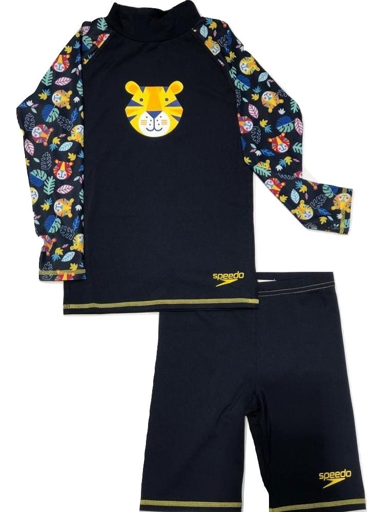 SPEEDO PERFORMANCE TOTS BOY RASHGUARD LONG SLEEVES & SHORTS SET