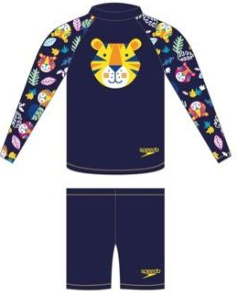 SPEEDO PERFORMANCE TOTS BOY RASHGUARD LONG SLEEVES & SHORTS SET